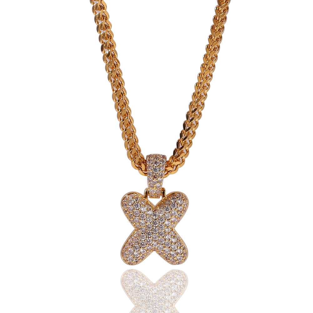 New Luxury Designer Gold Bling Diamond Bubble Letter Custom Name Pendant Necklace Mens Iced Out Cubic Zirconia Solid Initial Pendant Jewelry