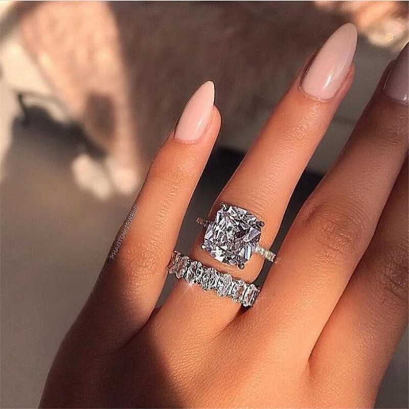 Ins Top Sell Simple Fashion Jewelry 925 Sterling Silver Cushion Shape White Sapphire CZ Diamond Gem Party Women Wedding Bridal Ring Set Gift
Ins Top Sell Simple Fashion Jewelry 925 Sterling Silver Cushion Shape White Sapphire CZ Diamond Gem Party Women Wedding Bridal Ring Set Gift