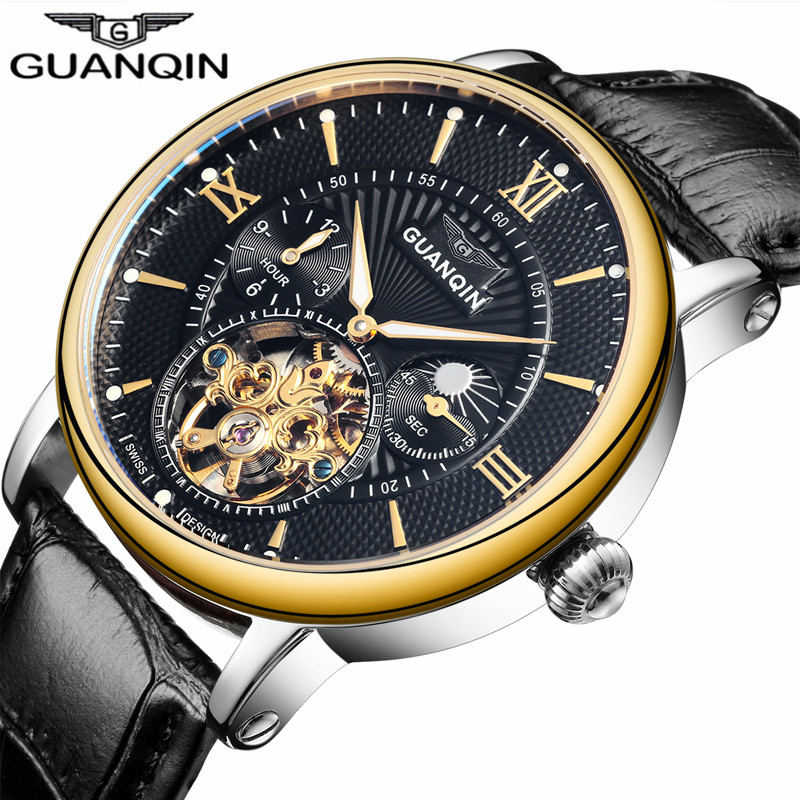 GUANQIN Luxury Top Brand Tourbillon Skeleton Wristwatch Men Fashion Casual Leather Automatic Mechanical Watch Relogio Masculino, Black
GUANQIN Luxury Top Brand Tourbillon Skeleton Wristwatch Men Fashion Casual Leather Automatic Mechanical Watch Relogio Masculino, Black
