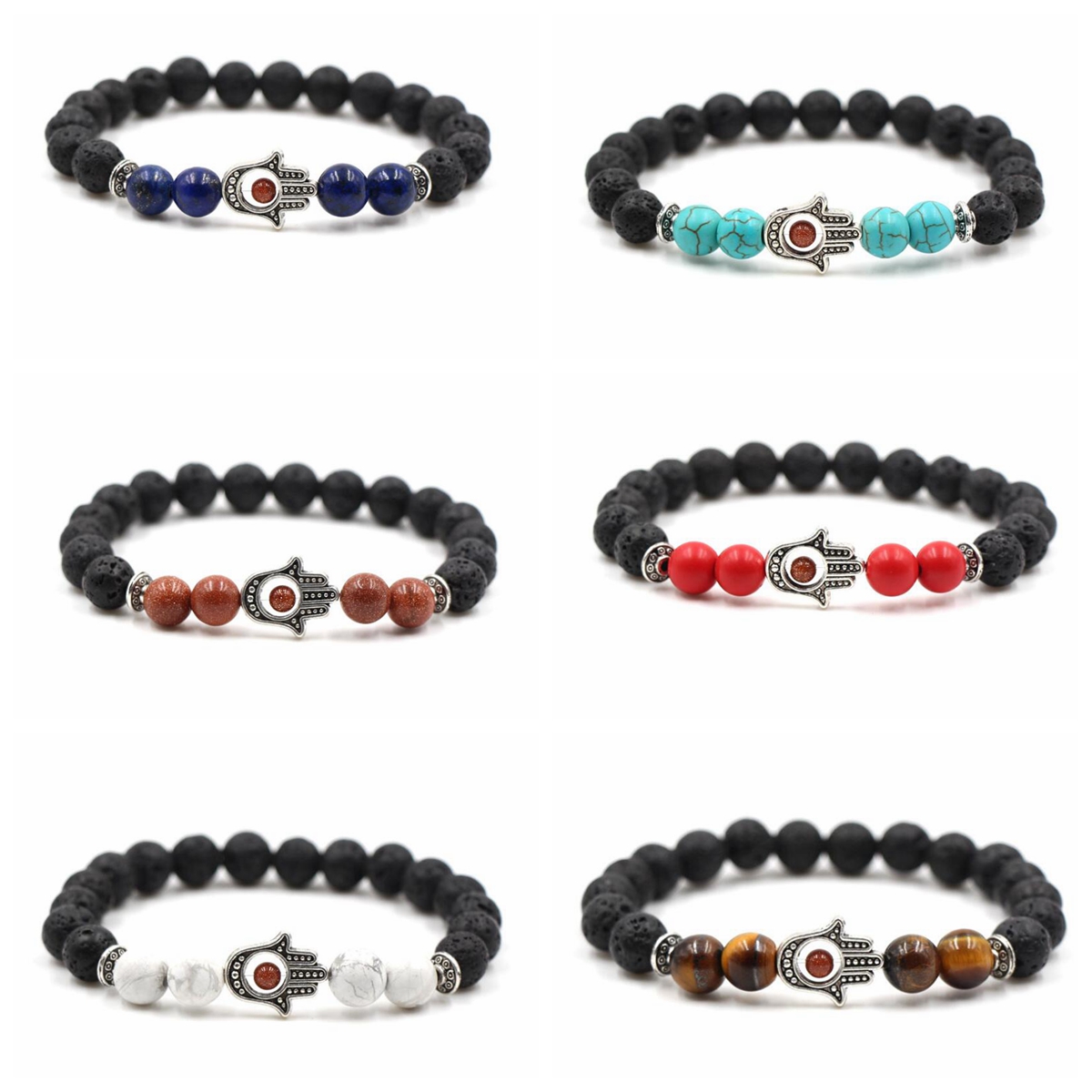 Maya Bracelet Charm Marble Beaded Bracelet Eye Beads Lava Beads Cure Energy Aura Gifts