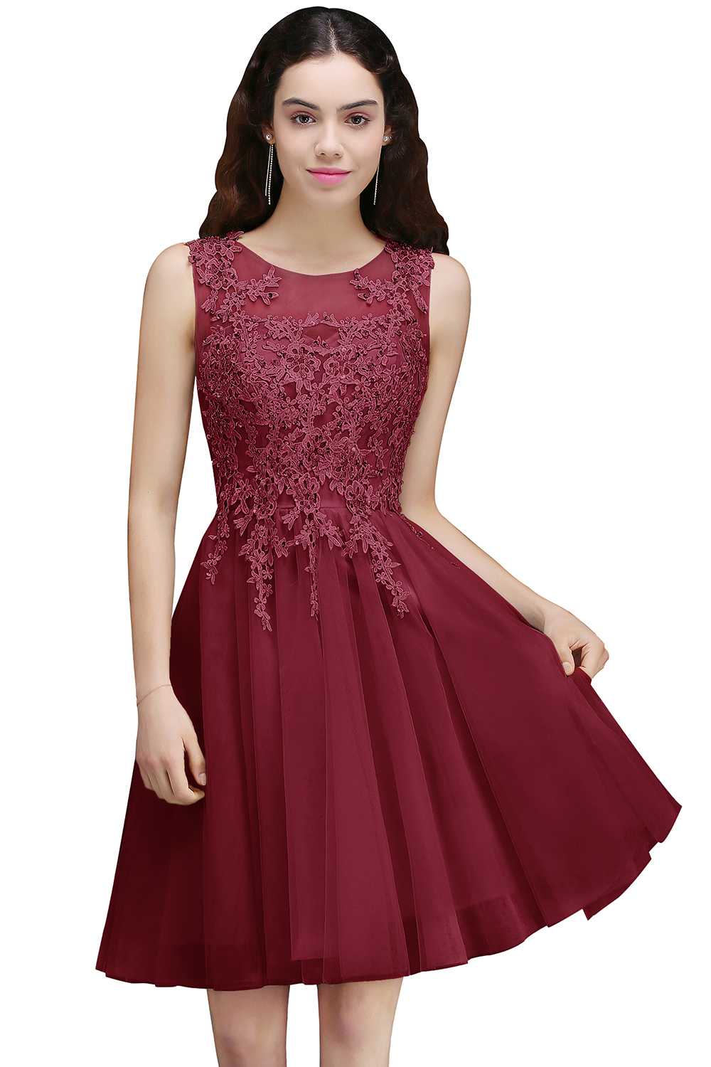 Dusty Pink A e tail Dreses Tulle Appliques Scoop Neck Junior Graduation Homecoming Dress cocktail Teens Prom Party Gown CPS669