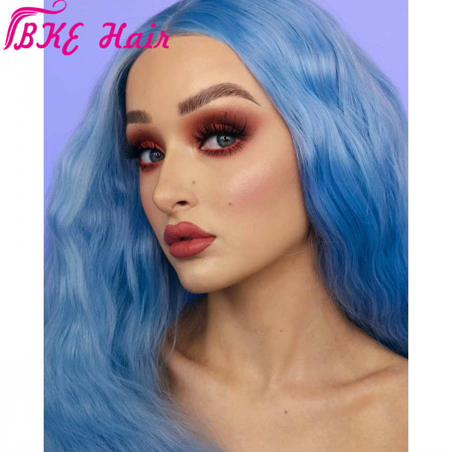 Blue Color 13*4 Lace Front Wigs with Pre Plucked Hairline Brazilian Hair loose Wave Lace Front synthetic Wig with Baby Hair