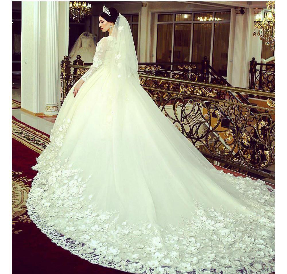 Princess Handmade Wedding Dresses African Saudi Arabic Dubai Gowns Long Sleeves Formal Bride Bridal Plus Size Custom Made