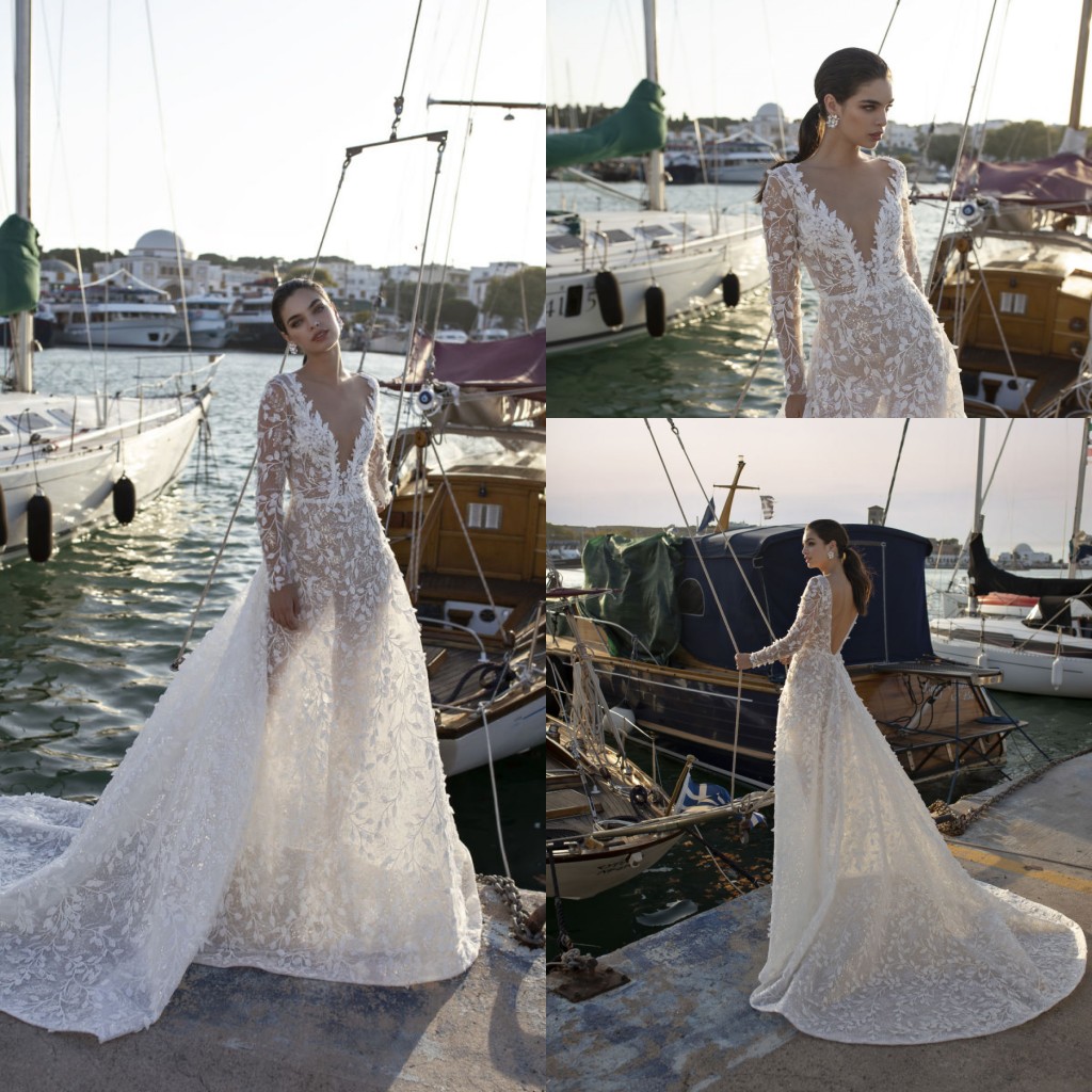 lian rokman wedding dresses deep v neck lace appliqued bohemian bridal gowns a line boho wedding dress vestido de novia