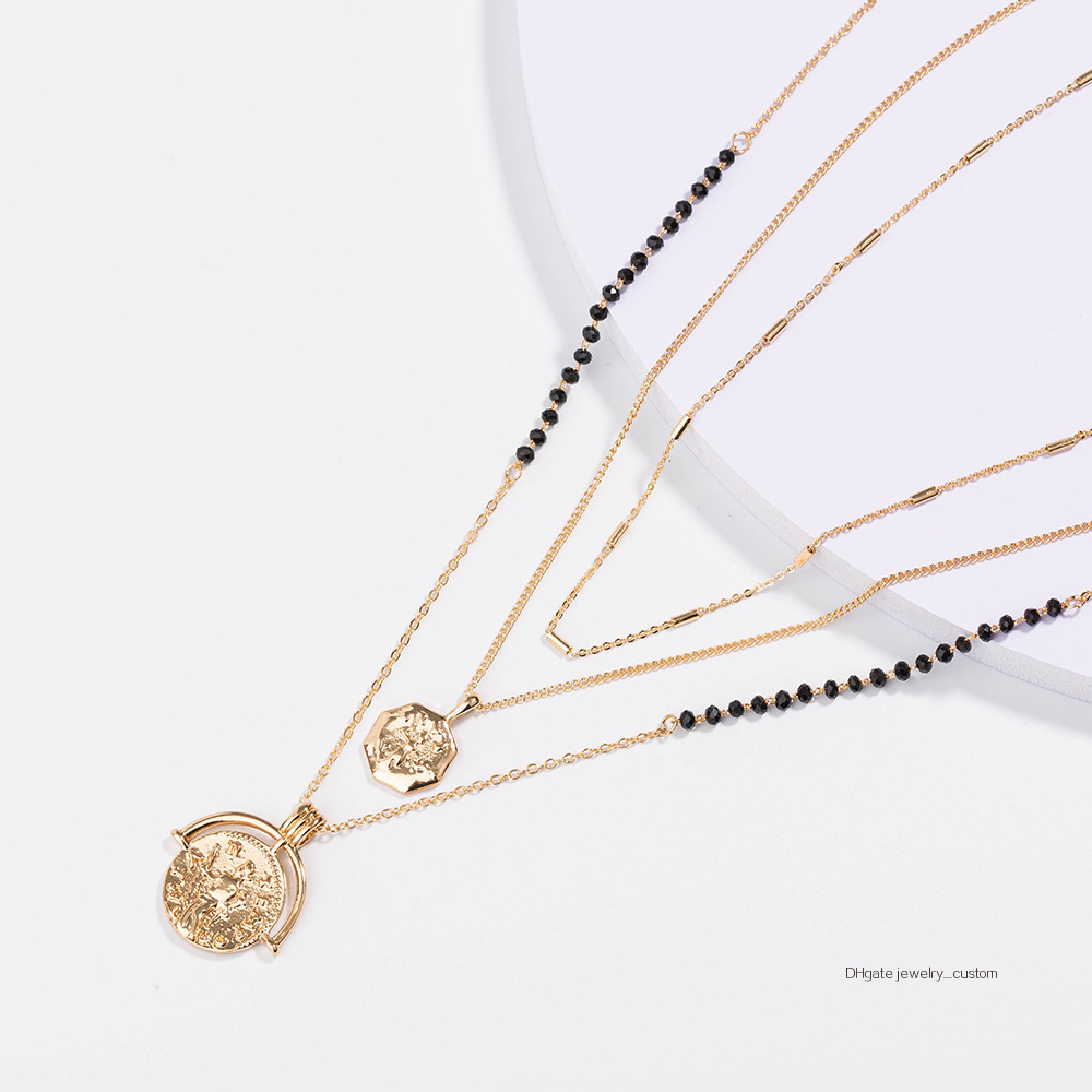 Ma'am Double-deck Necklace Curve Coin Necklace Black Crystal Manual Chain Coin Copper Pipe Chain Jam
Ma'am Double-deck Necklace Curve Coin Necklace Black Crystal Manual Chain Coin Copper Pipe Chain Jam