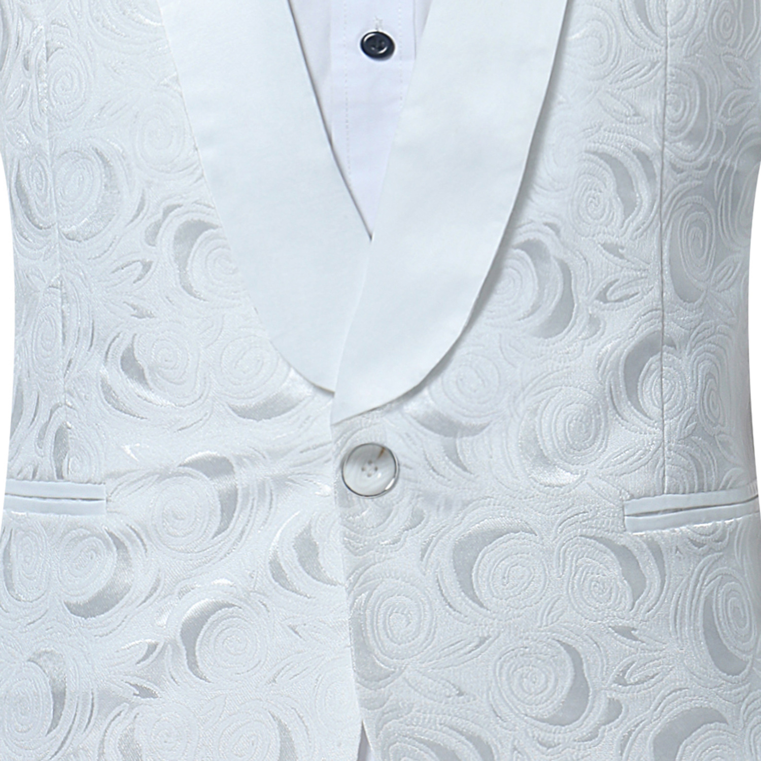 Fashion Shawl White Lapel Groom Tuxedos Floral Pattern Men Suits Wedding/Prom Best Men Designer Jackets