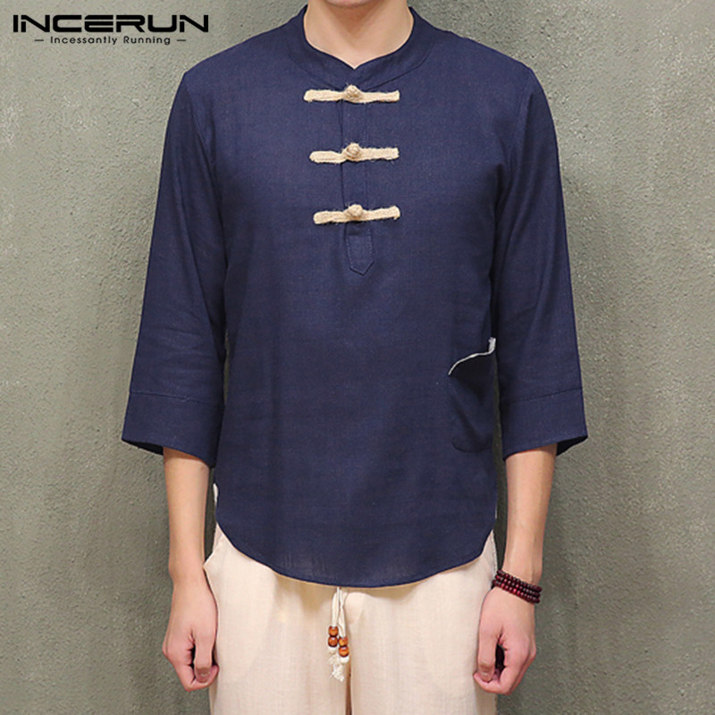 INCERUN Traditional Casual Men Solid Color 3/4 Sleeve Shirt Retro Street Comfort Joker Buckle Men Fashion Cotton Pullover Blouse, White
INCERUN Traditional Casual Men Solid Color 3/4 Sleeve Shirt Retro Street Comfort Joker Buckle Men Fashion Cotton Pullover Blouse, White