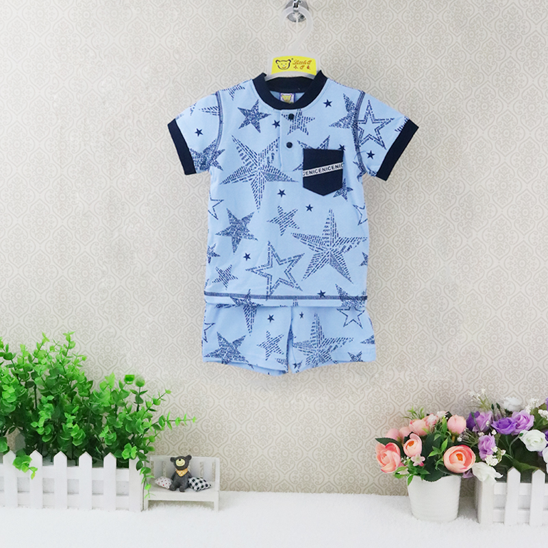 Baby short sleeve t shirt and shorts 2 pieces clothes set for 1 to 5 years old baby, Blue
Baby short sleeve t shirt and shorts 2 pieces clothes set for 1 to 5 years old baby, Blue