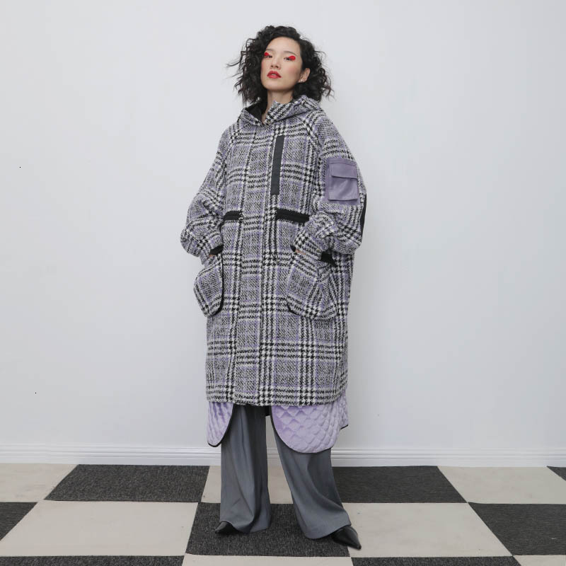 Loose Fit Purple Plaid Big Size Asymmetrical Woolen Coat Parkas New Long Sleeve Women Fashion Autumn Winter 2020
Loose Fit Purple Plaid Big Size Asymmetrical Woolen Coat Parkas New Long Sleeve Women Fashion Autumn Winter 2020