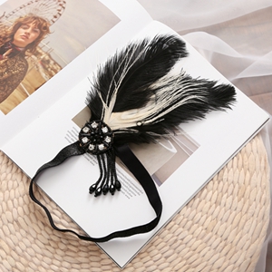 Baffle headband headdress black feather butterfly headband hair accessory with crystal