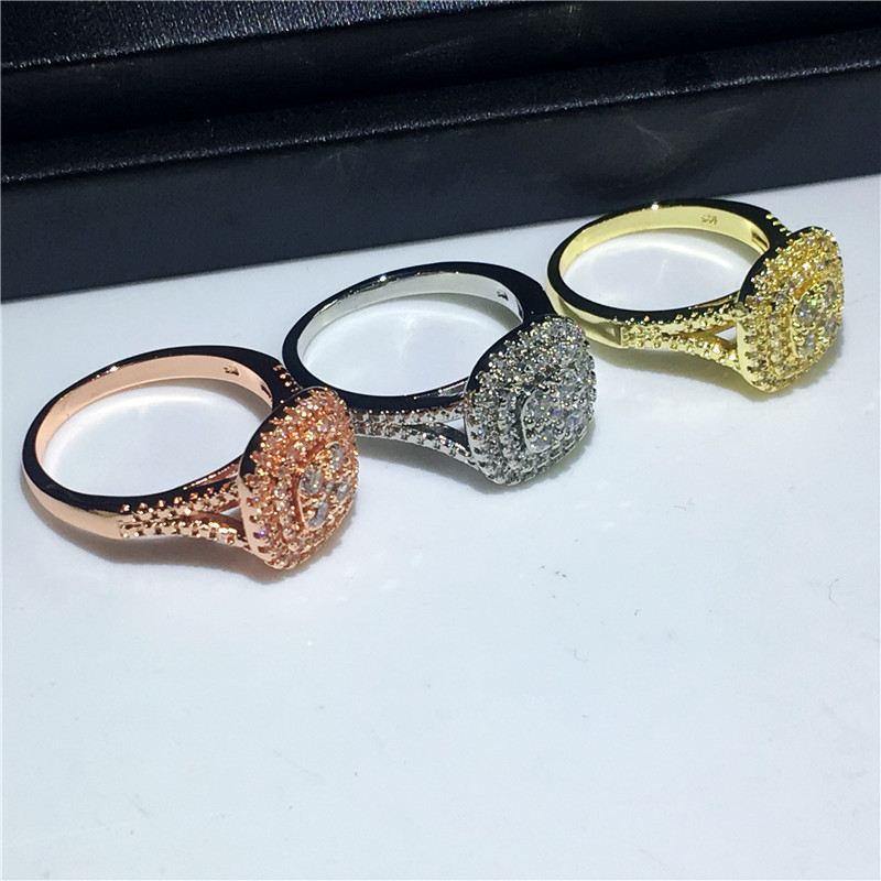Vecalon Dazzling Lovers ring 925 Sterling Silver Diamond wedding band rings For women Bridal Party Finger Jewelry