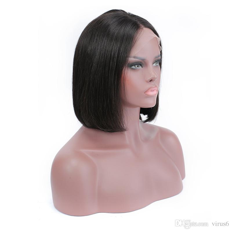 short pixie cut wigs brazilian human remy hair customized 150 density lace front wig 1b27 for black women side part