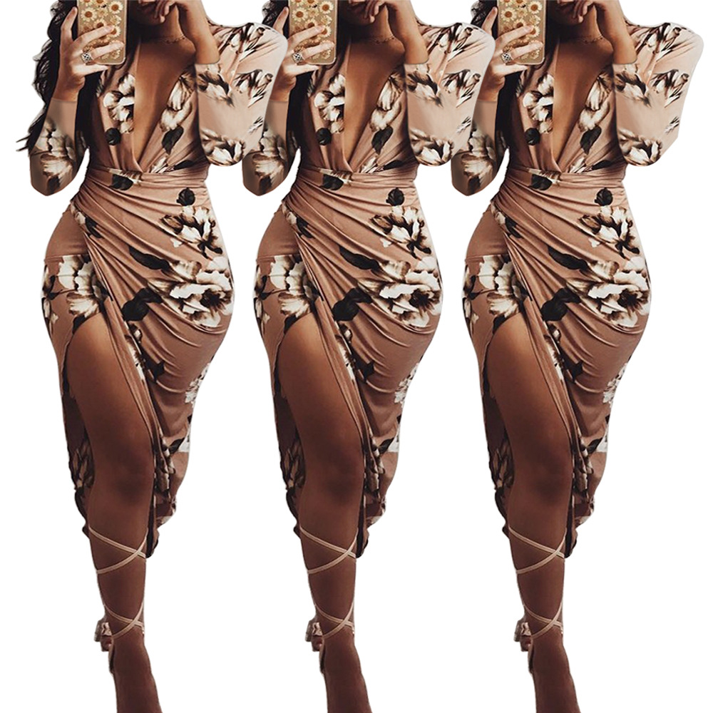 Europe and the United States large size new digital printing deep V pleated dress women's Casual Dresses
Europe and the United States large size new digital printing deep V pleated dress women's Casual Dresses
