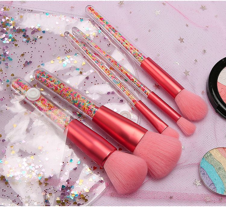 New 5pcs Lollipop Candy Unicorn Crystal Makeup Brushes Set Colorful Lovely Foundation Blending Brush Makeup Tool maquillaje