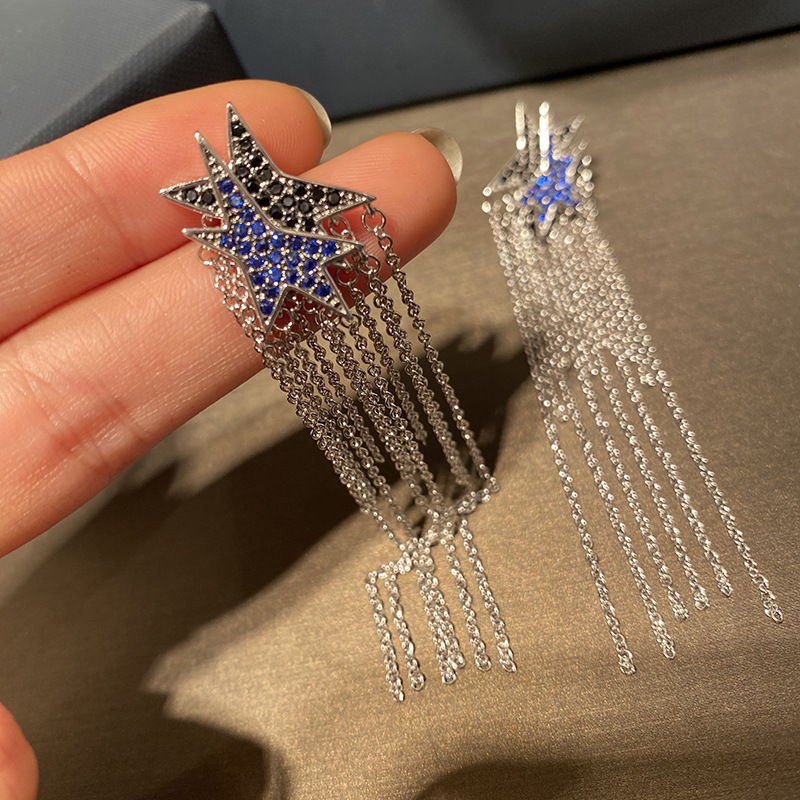 Fashion- Tassel Earrings For Female Brand Deisgner Wedding Long Stud Earring 925 Silver Diamond Earings Women Fashion Jewelry