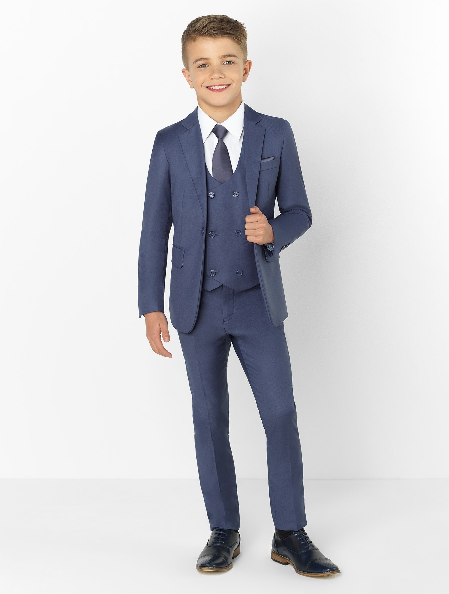2019 Boy Formal Suits Dinner Tuxedos Little Boy Groomsmen Peaked Lapel Kids Children For Wedding Party Prom Suit Wear (Jackets+Vests+Pants)