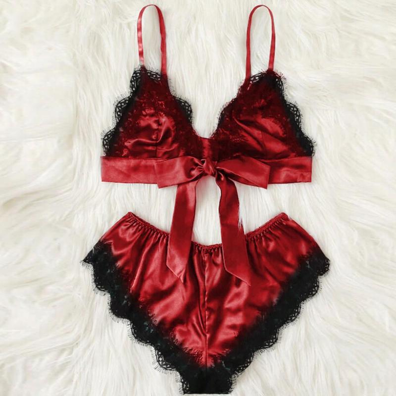 New women's sexy satin charming lace stitching straps sexy temptation underwear two-piece set lingerie Underwear lenceria B4, Black
New women's sexy satin charming lace stitching straps sexy temptation underwear two-piece set lingerie Underwear lenceria B4, Black