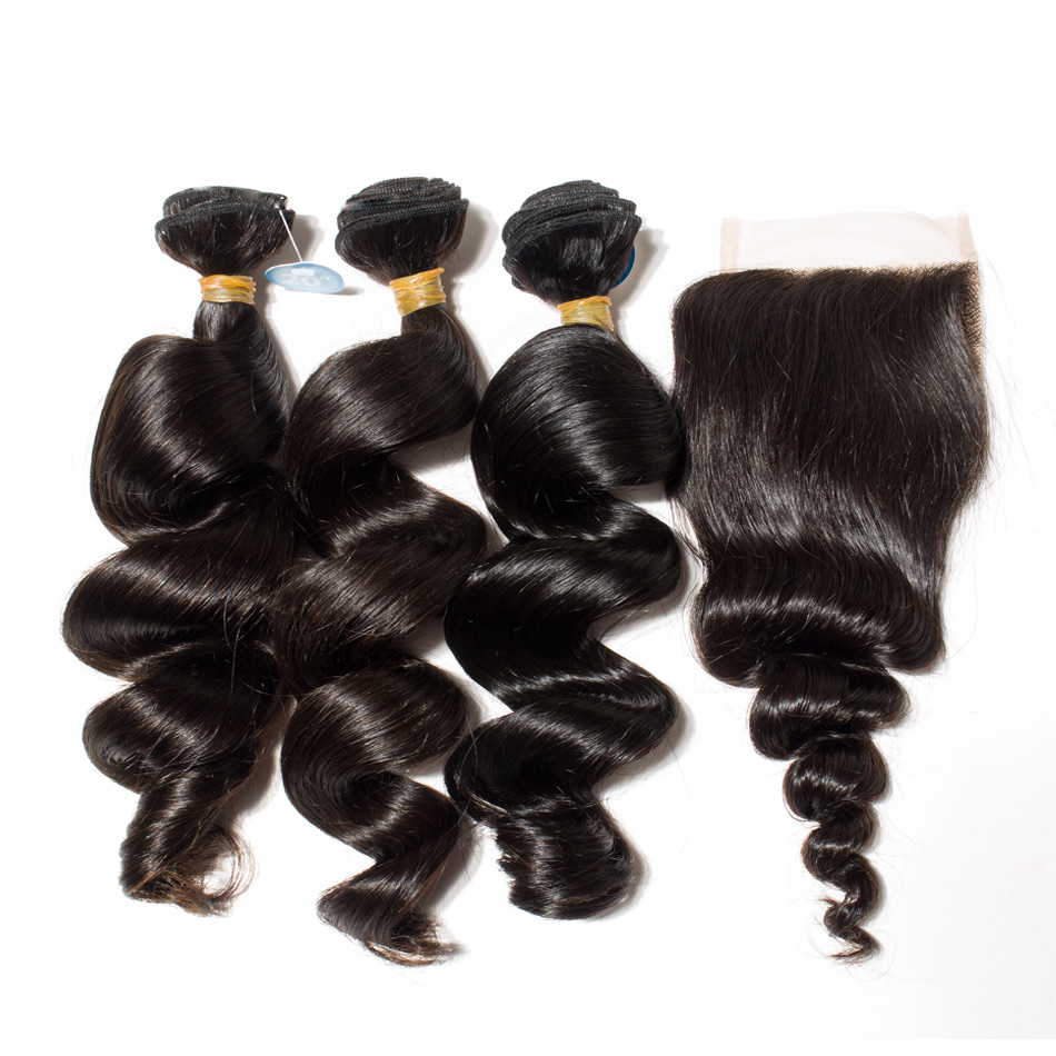 Best 10A Brazilian Loose Wave Virgin Hair 3/4 Bundles Unprocessed Peruvian Indian Malaysian Human Hair Weaves Natural Color 2 Years Lifetime