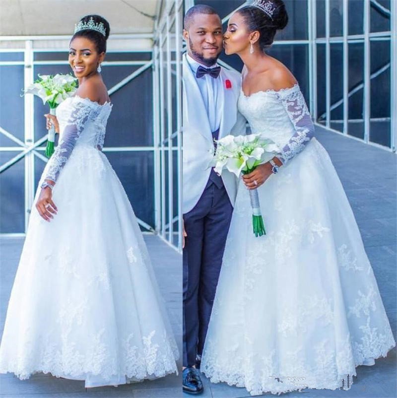 Long Sleeves Off Shoulder Lace Wedding Dresses 2019 A Line Appliques Lace Bridal Gowns Floor Length South African Country Wedding Gowns N17, Ivory
Long Sleeves Off Shoulder Lace Wedding Dresses 2019 A Line Appliques Lace Bridal Gowns Floor Length South African Country Wedding Gowns N17, Ivory