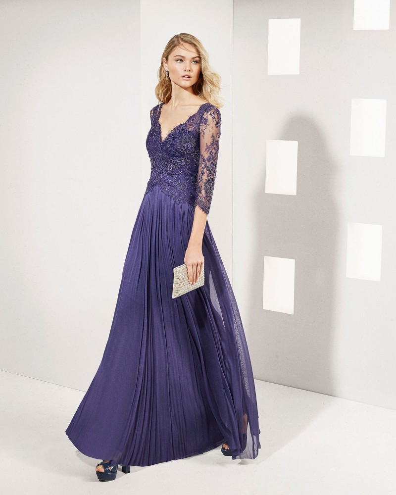2019 Chic Mother Of The Bride Dresses V Neck Lace 3/4 Long Sleeves Wedding Guest Dress A Line Chiffon Elegant Evening Gowns