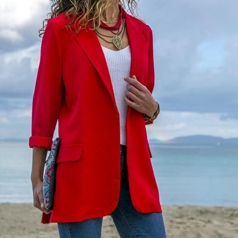 Solid Blazer Jackets for Women Fashion Long Sleeve Office Ladies Blazer 2019 Spring Work Style Suit Outerwear Jacket Coats