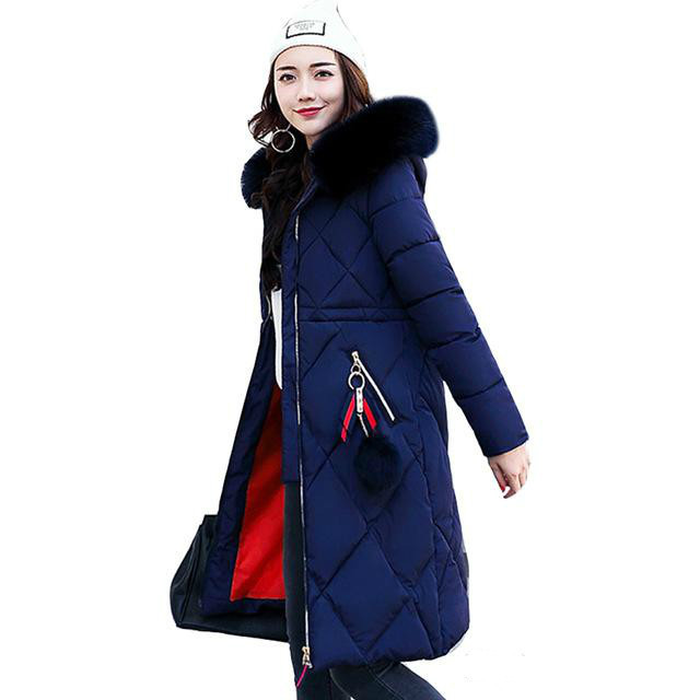 Fashion-winter coat thickened parka women stitching slim long winter coat down cotton ladies down parka down jacket women 2020