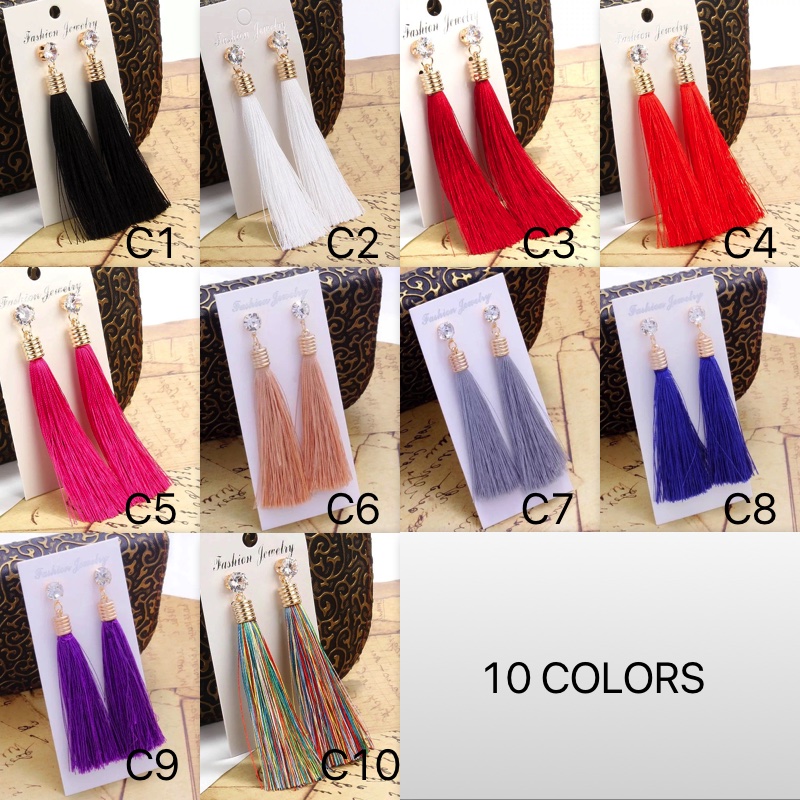 Fashion Bohemia Long Tassel Dangle & Chandelier Shiny Rhinestones Fringe Ear Drop Vintage Ethnic Earrings 10 Colors Women Jewelry