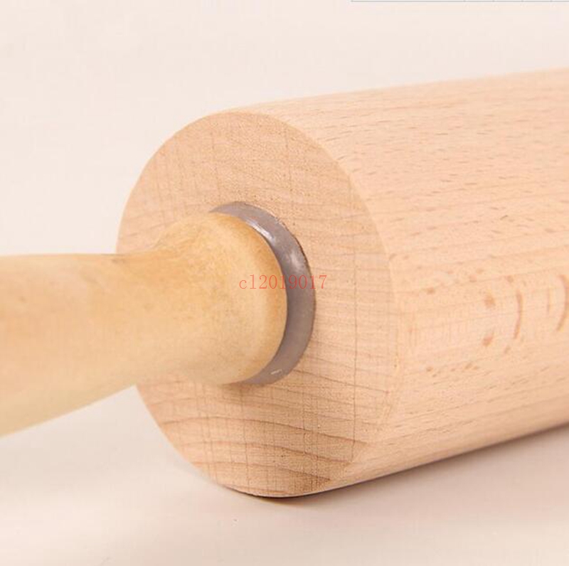 hot Non-stick Flour Stick Wood Rolling Pin Wood Roller Handle Solid Wood Handle Roller Food Silicone Quality