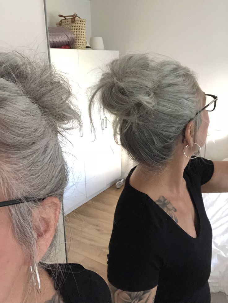 Sleek silver grey ponytail two tone melted natural highlight salt and pepper human hair gray pony tail hair piece