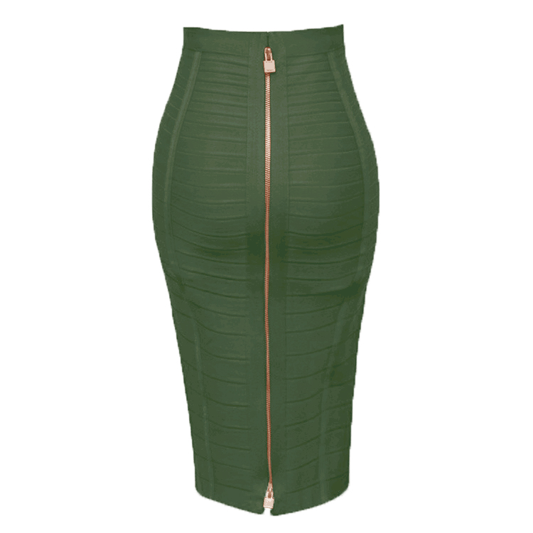 12 Colors Sexy Solid Zipper Orange Blue Black Bandage Skirt Women Elastic Bodycon Summer Pencil Skirt 55cm