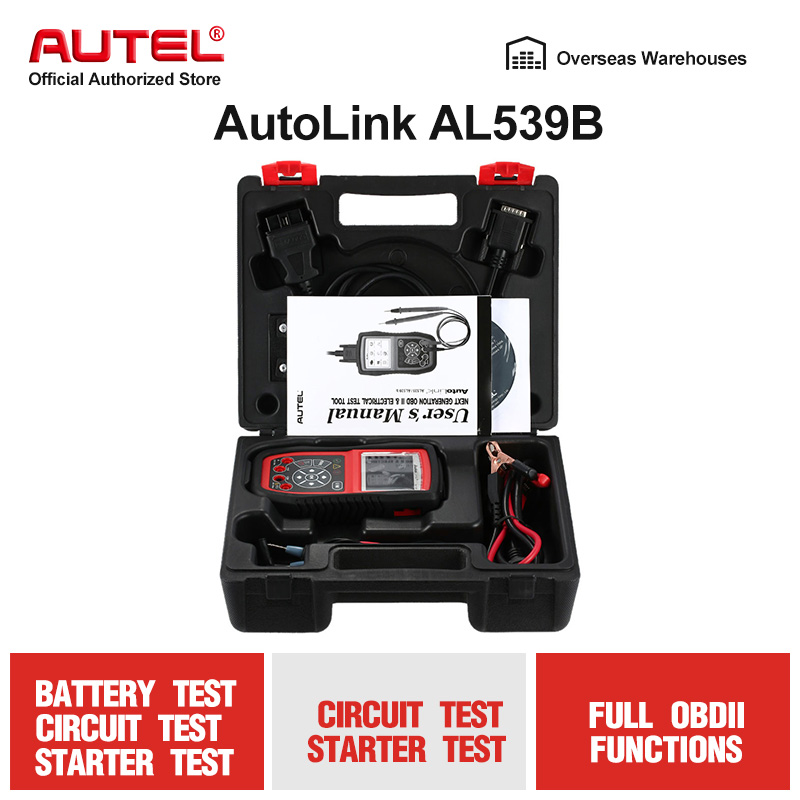 Autel AutoLink AL539B OBD2 Scanner Automotive Tester Code reader Car Diagnostic tool for Electrical battery test PK Al539
Autel AutoLink AL539B OBD2 Scanner Automotive Tester Code reader Car Diagnostic tool for Electrical battery test PK Al539