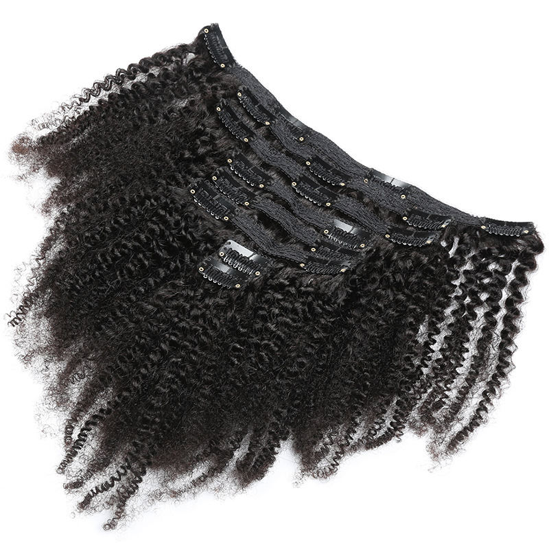 Curly in Extension Human 3C 4A Clip Ins Full Head for Women Brazilian Remy Hair Natural Color