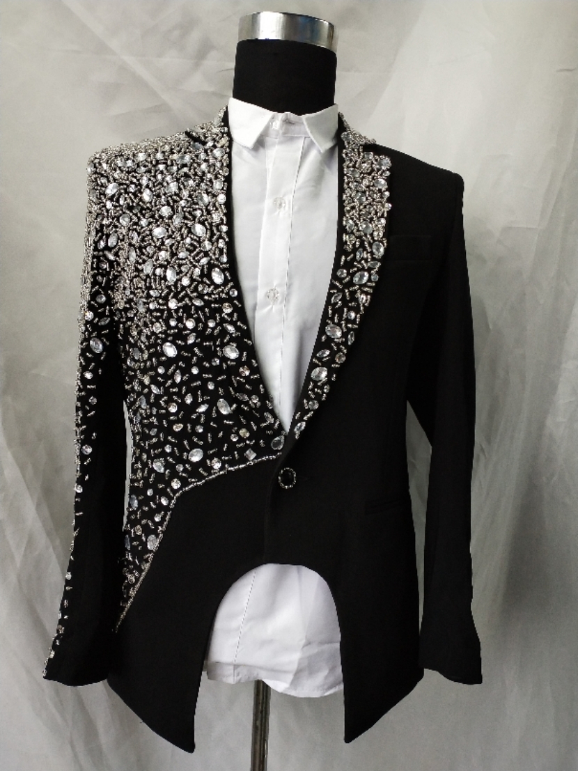 luxury customs making rhinestone beading sewing black beading magician/stage jacket club/show/red carpet/tuxedo jacket, As photo
luxury customs making rhinestone beading sewing black beading magician/stage jacket club/show/red carpet/tuxedo jacket, As photo