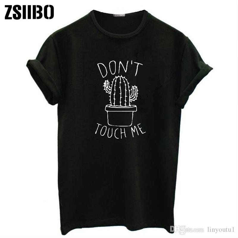 2020 DON'T TOUGH ME Cactus T shirt Women Casual Summer Tshirts Femme tops & tees Vintage Black White T-shirt Women