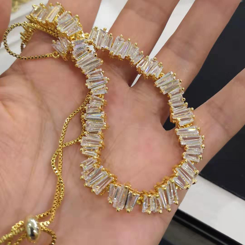 Pull-out Strands Necklace Creative Crystal Diamond Zircon Necklace 18K Gold Plating Strings Chain Women Wedding Pattery Christmas Gifts