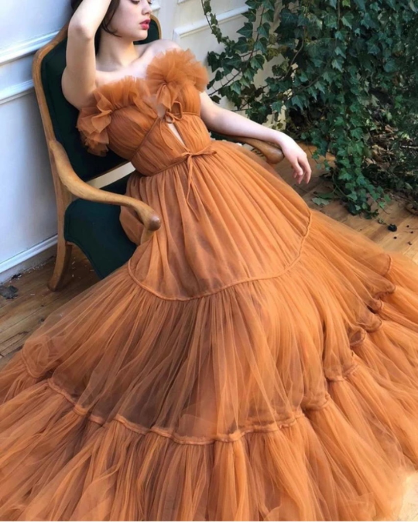 Tulle A Line Prom Dresses Sexy Tiered Ruffles Sweetheart Evening Dresses Lace-up Runway Fashion Gowns Party Ogstuff Wear