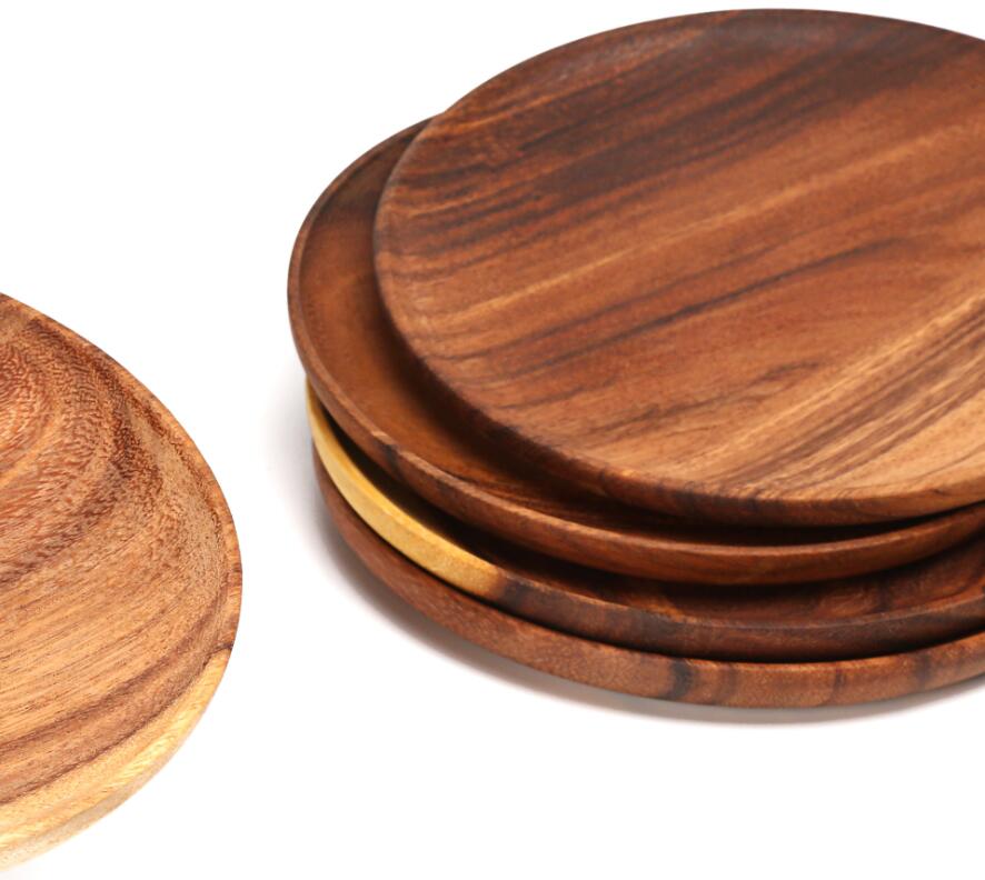 New Art plate Acacia Wooden Dishes & Plates Tray Dinner Plate Food Dessert Tea Plate Round Square Rectangle Dinnerware Wholesale