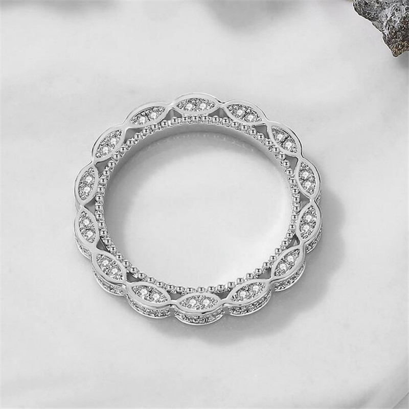 Vintage Fashion Jewelry Baroque Style Real 925 Sterling Silver Pave White Sapphire CZ Diamond Gemstones Women Wedding Bridal Ring Gift