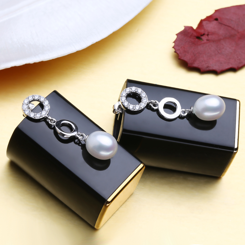 Fashion-Freshwater Drop Pearl Earring DHgate 925-sterling-silver long Earrings Pearls Jewelry bohemia double round earrings