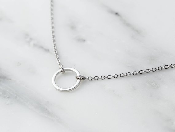 Gold Silver Simple Dainty Circle Necklace Open Circle Outline Necklace eternity karma circle round necklace jewelry