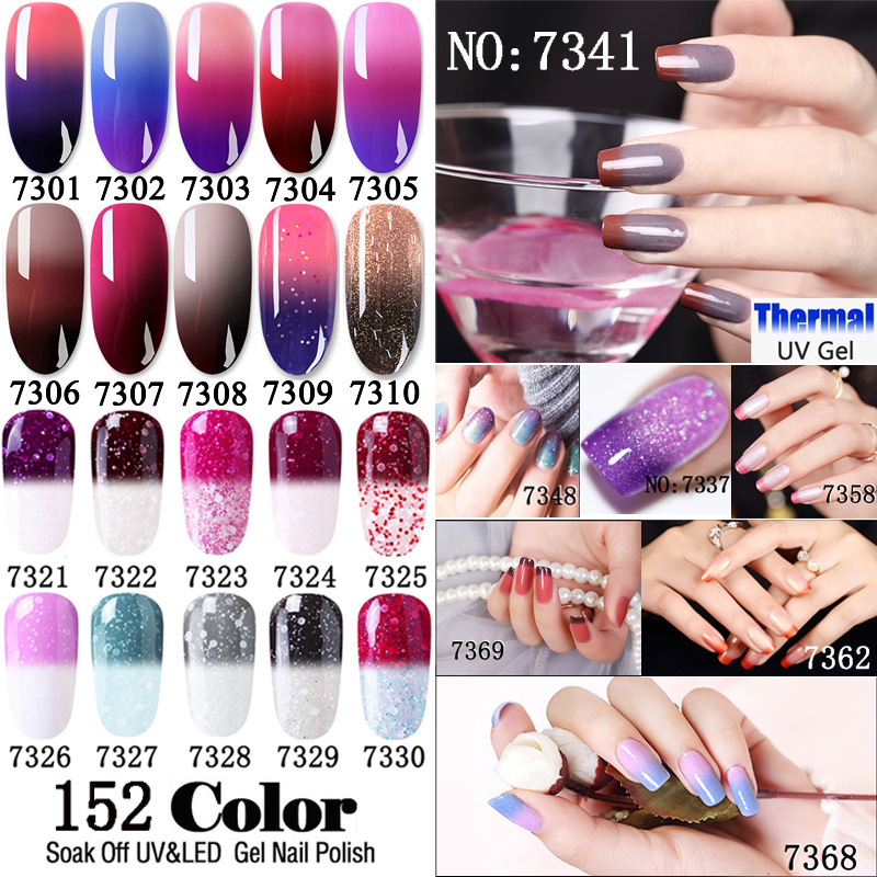 GWSMOONQ Soak Off Thermal Gel Varnish for Nails Art Colorful UV Gel Nail Polish Temperature Change Colors Lucky Set Lacquers, 7337
GWSMOONQ Soak Off Thermal Gel Varnish for Nails Art Colorful UV Gel Nail Polish Temperature Change Colors Lucky Set Lacquers, 7337