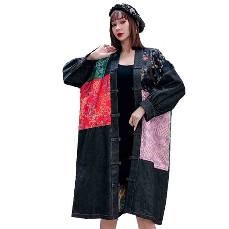 QING MO Spring Women Denim Coat 2020 Women Floral Printed Coat Female Vintage Loose Trench Personality ZQY2998, Black
QING MO Spring Women Denim Coat 2020 Women Floral Printed Coat Female Vintage Loose Trench Personality ZQY2998, Black