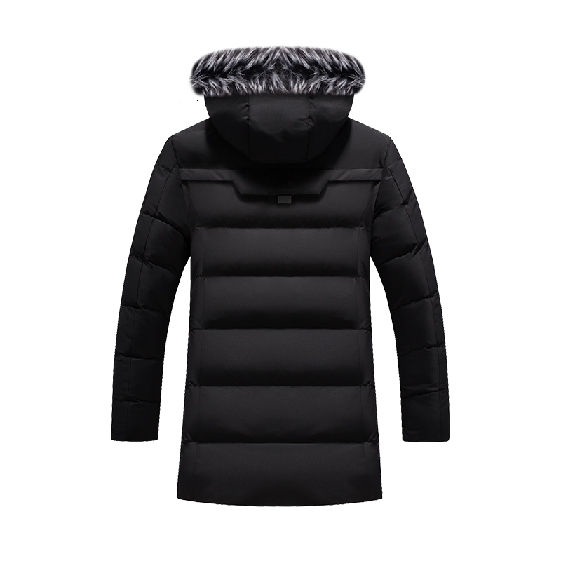 Winter Parka Men's Solid Jacket 2019 New Arrival Thick Warm Coat Long Hooded Jacket Fur Collar Windproof Padded Coat Fashion Men V191205