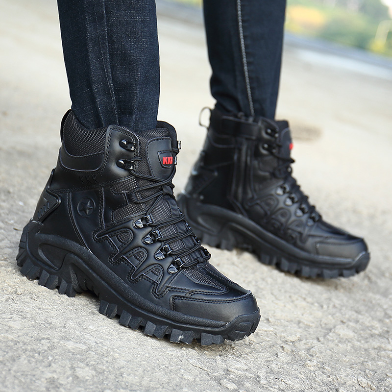 Men's Boot Combat Mens Ankle Boot Tactical Big Size 39-46 Army Male Shoes Work Safety Shoes Motocycle Boots