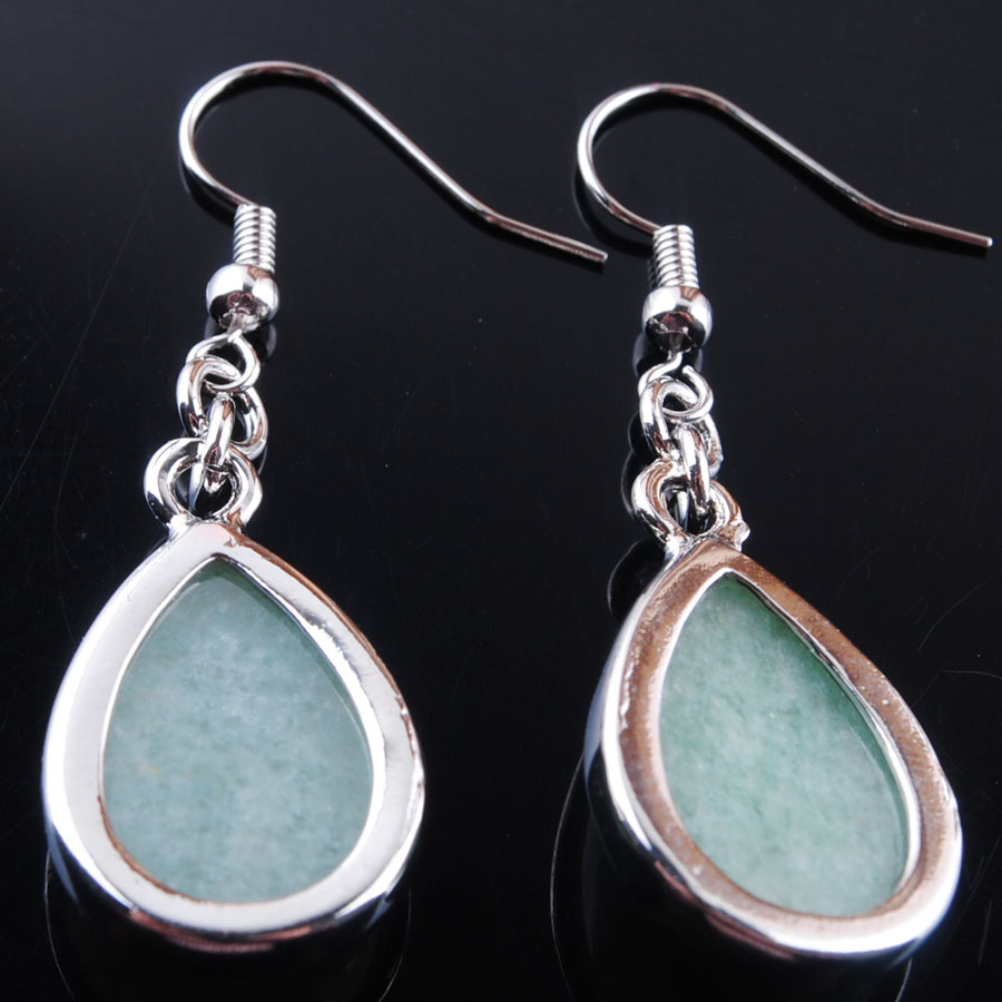 WOJIAER Trend Jewelry Earrings Water Drop Dangle Natural Stone Blue Sand Amethyst Hook Eardrop for Women Gift BR322