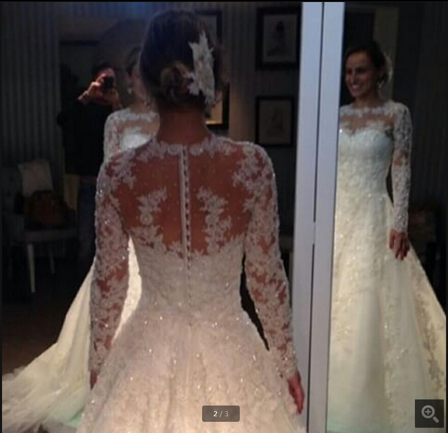 2019 new arrival white lace appliques ball gown wedding dresses scoop neckline long sleeve beaded sequins wedding gowns hot sale, Black
2019 new arrival white lace appliques ball gown wedding dresses scoop neckline long sleeve beaded sequins wedding gowns hot sale, Black