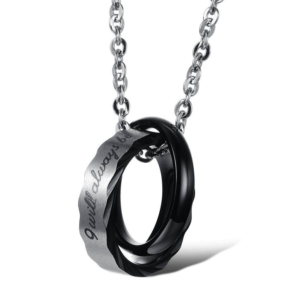 Classic Couple Pendant Necklace Stainless Steel 14k Gold Plated Titanium Steel Lover Jewelry