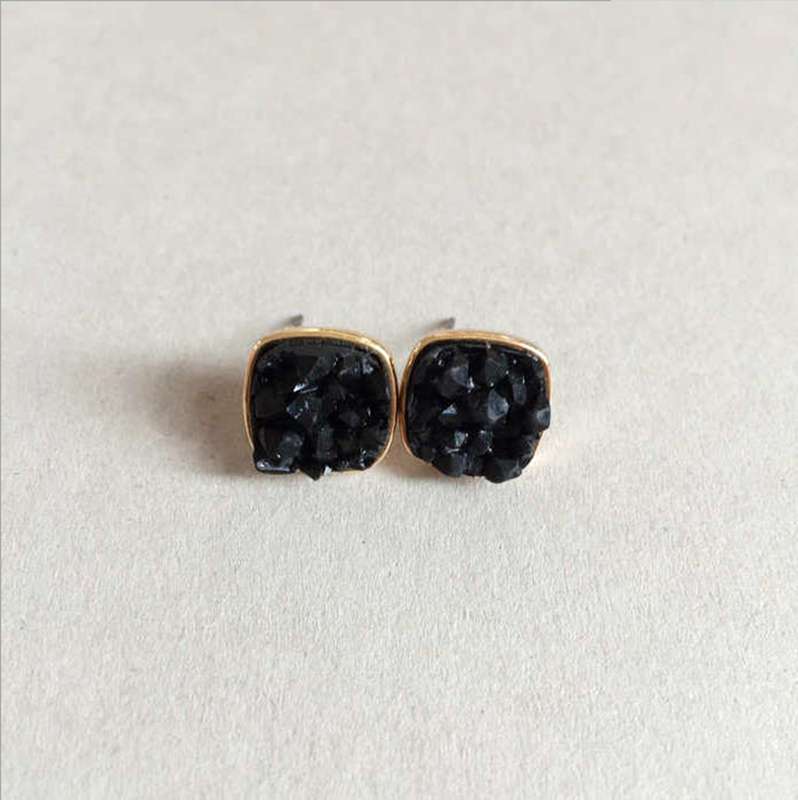 Crystal Cluster Square Stud Earrings Women Fashion Elegant Temperament Stainless Steel Designer Earrings