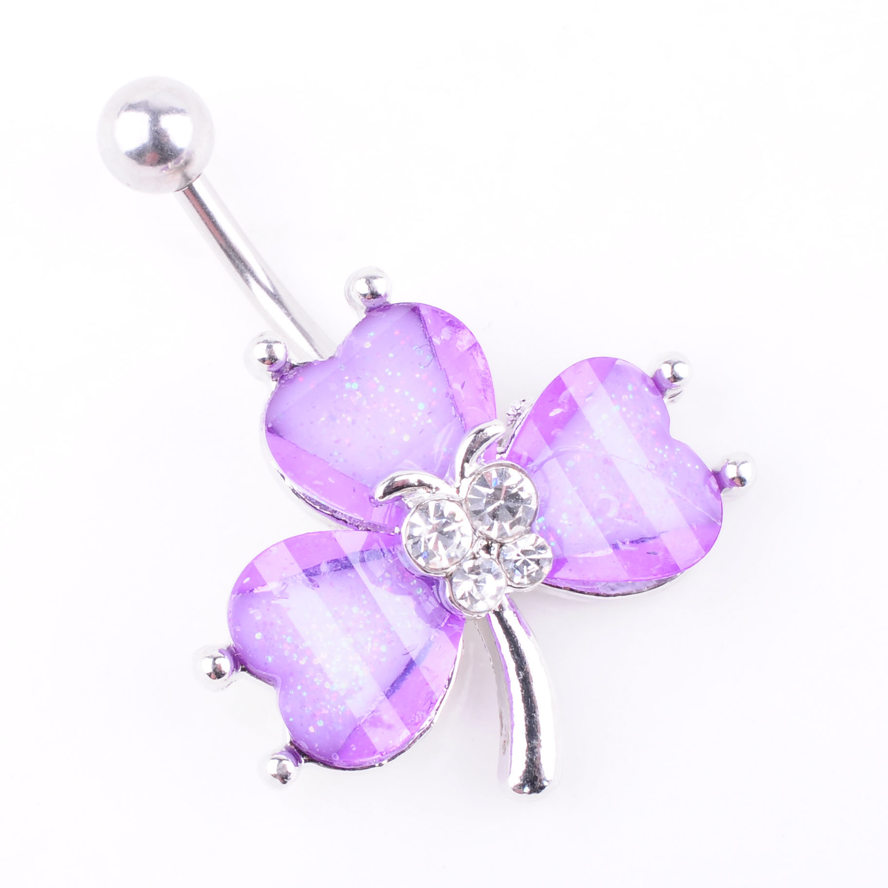 YYJFF D0688 Purple Color Leave Belly Navel Stud For Fashion Jewelry Piercing Body