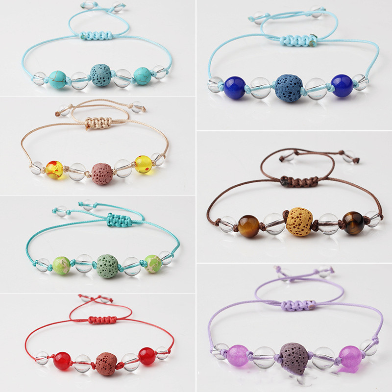 Glass Lava Beads Friendship Bracelet Hand-knitted Beaded Yoga Ladies Essential Oil Aromatherapy Bracelet